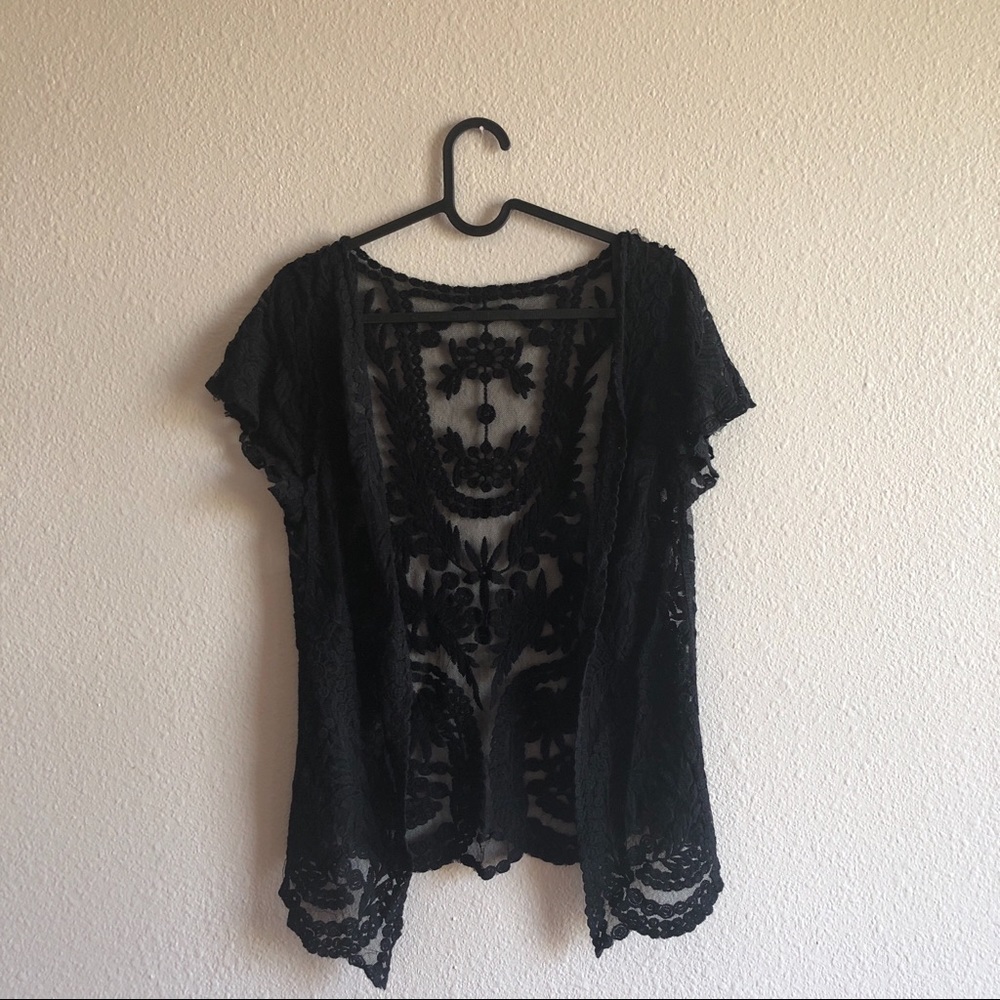 Black lace cardigan